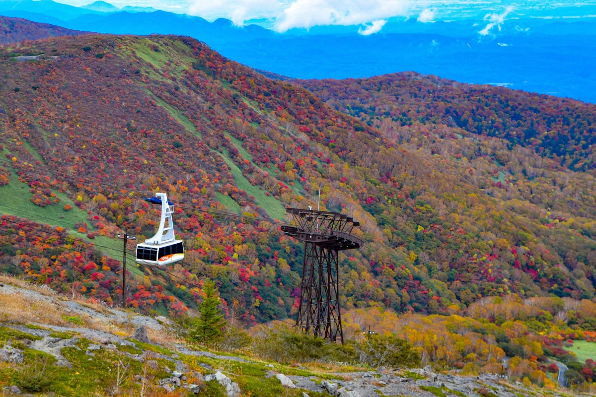 紅葉に染まる那須連山